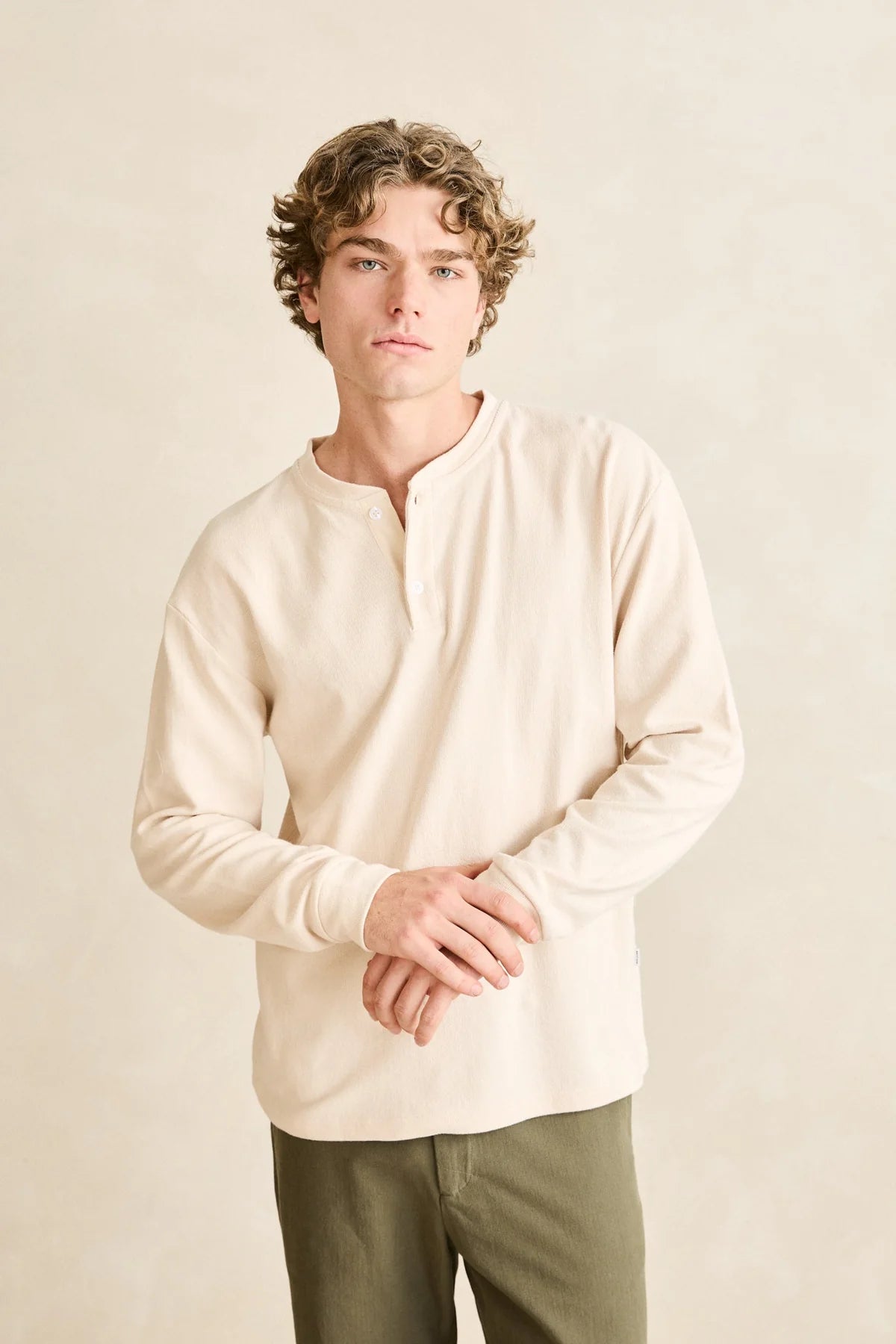 Chandail Vintage Jersey Henley Crème Rhythm