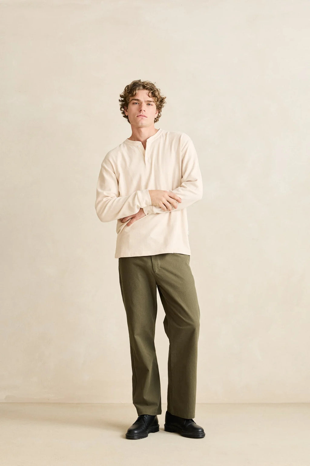 Chandail Vintage Jersey Henley Crème Rhythm