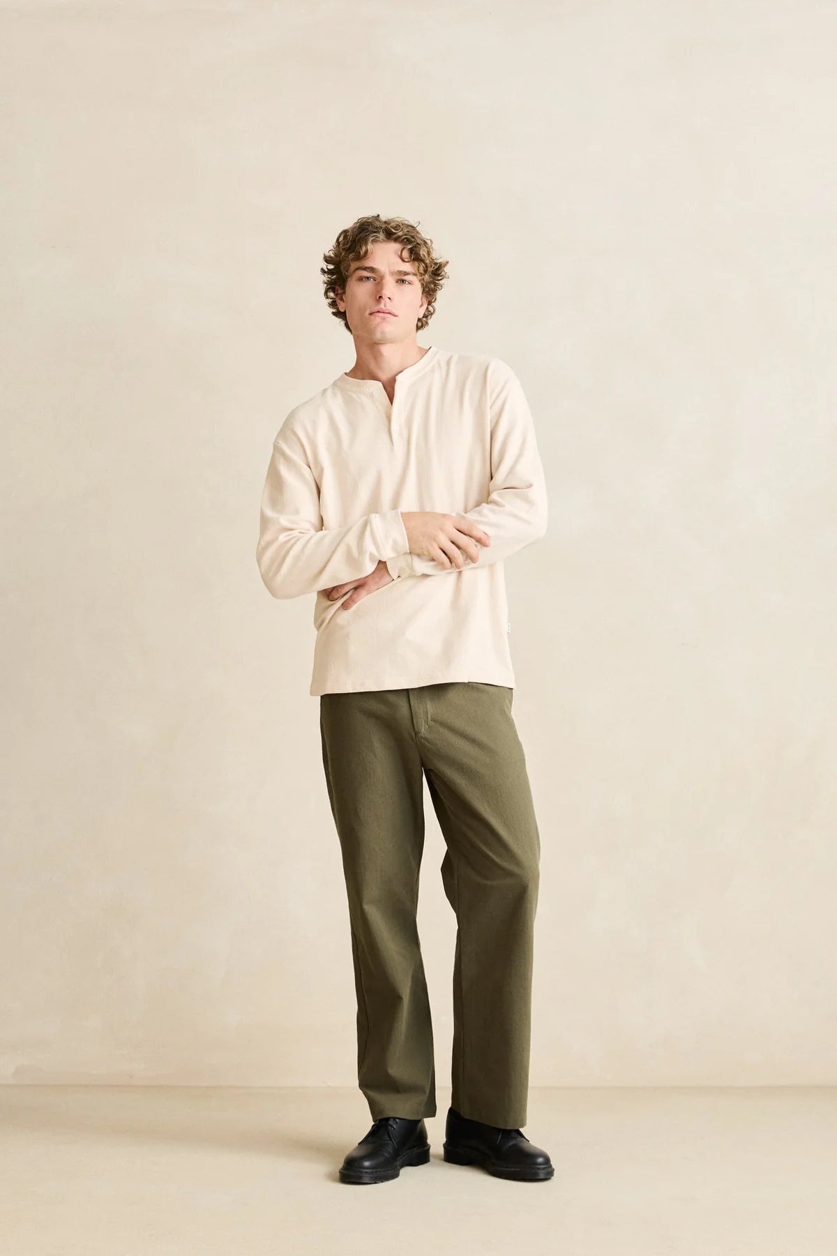 Chandail Vintage Jersey Henley Crème Rhythm
