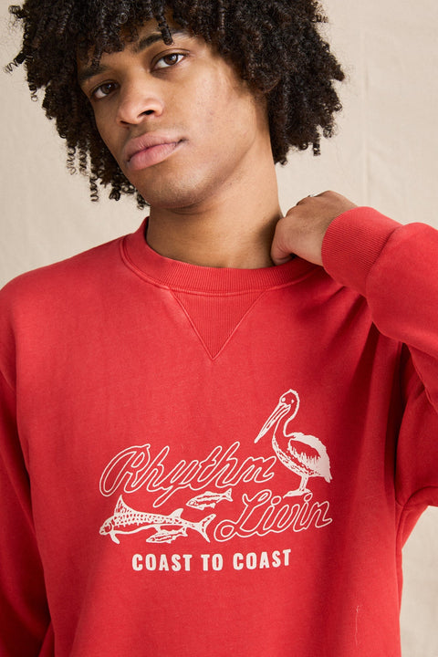 Chandail Overdyed Crew Rouge Rhythm