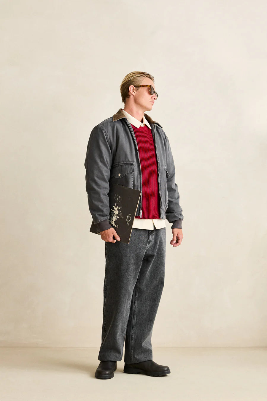 Rhythm Canvas Bomber Jacket Charcoal