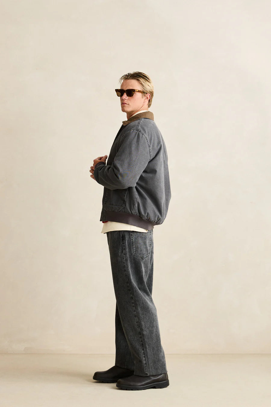Rhythm Canvas Bomber Jacket Charcoal