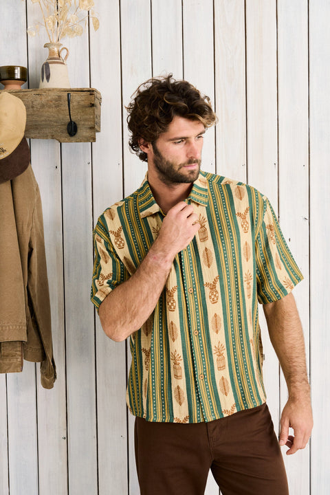 Chemise Propagate Beige & Vert Rhythm