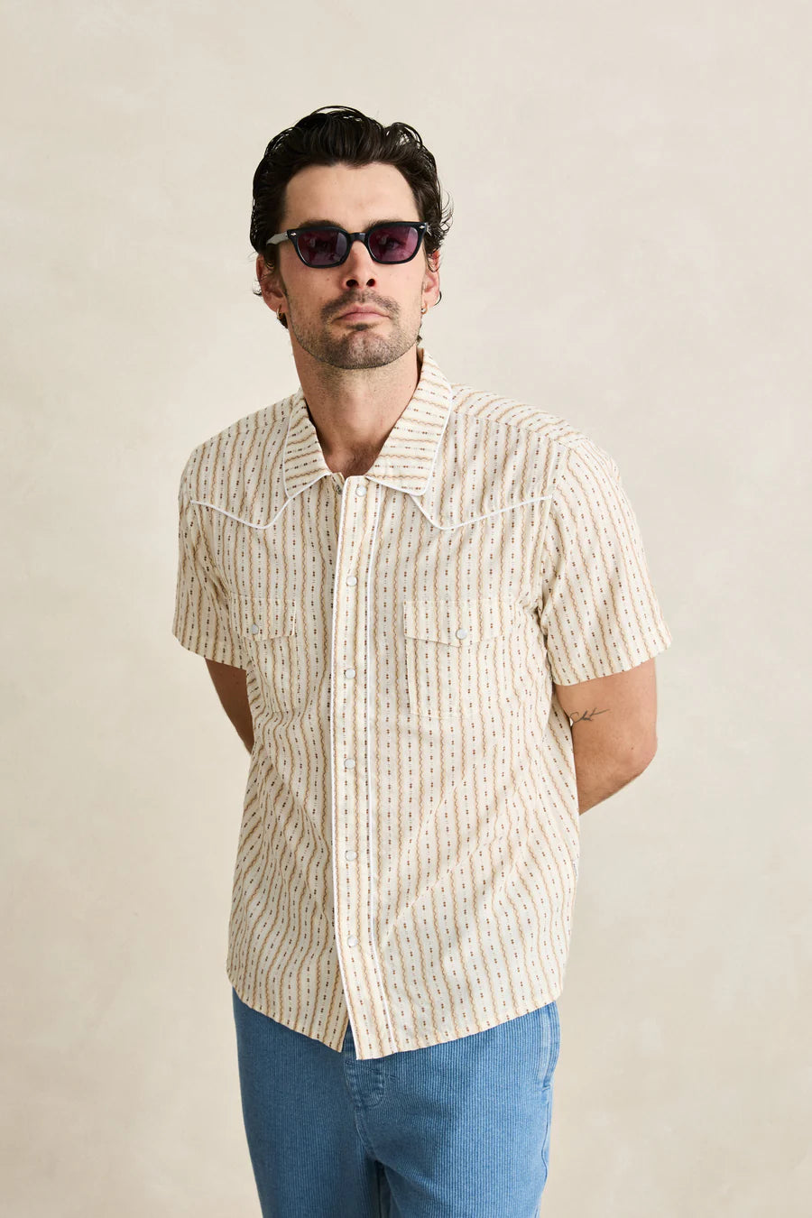 Lone Pine Stripe SS Shirt Blond Rhythm