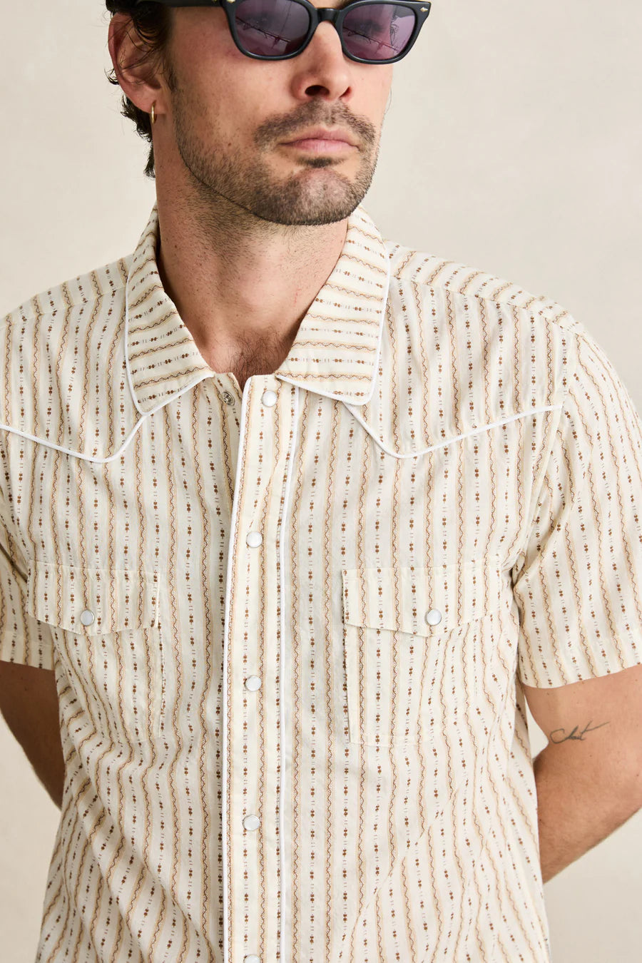Lone Pine Stripe SS Shirt Blond Rhythm