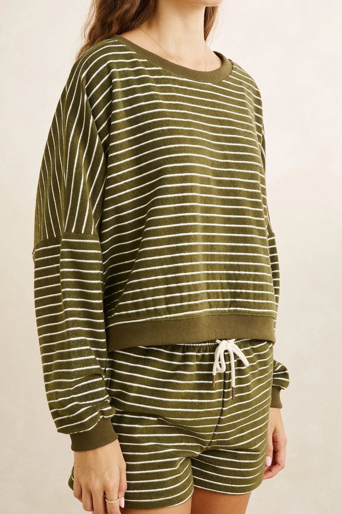 Pull Terry Stripe Vert Olive Rhythm