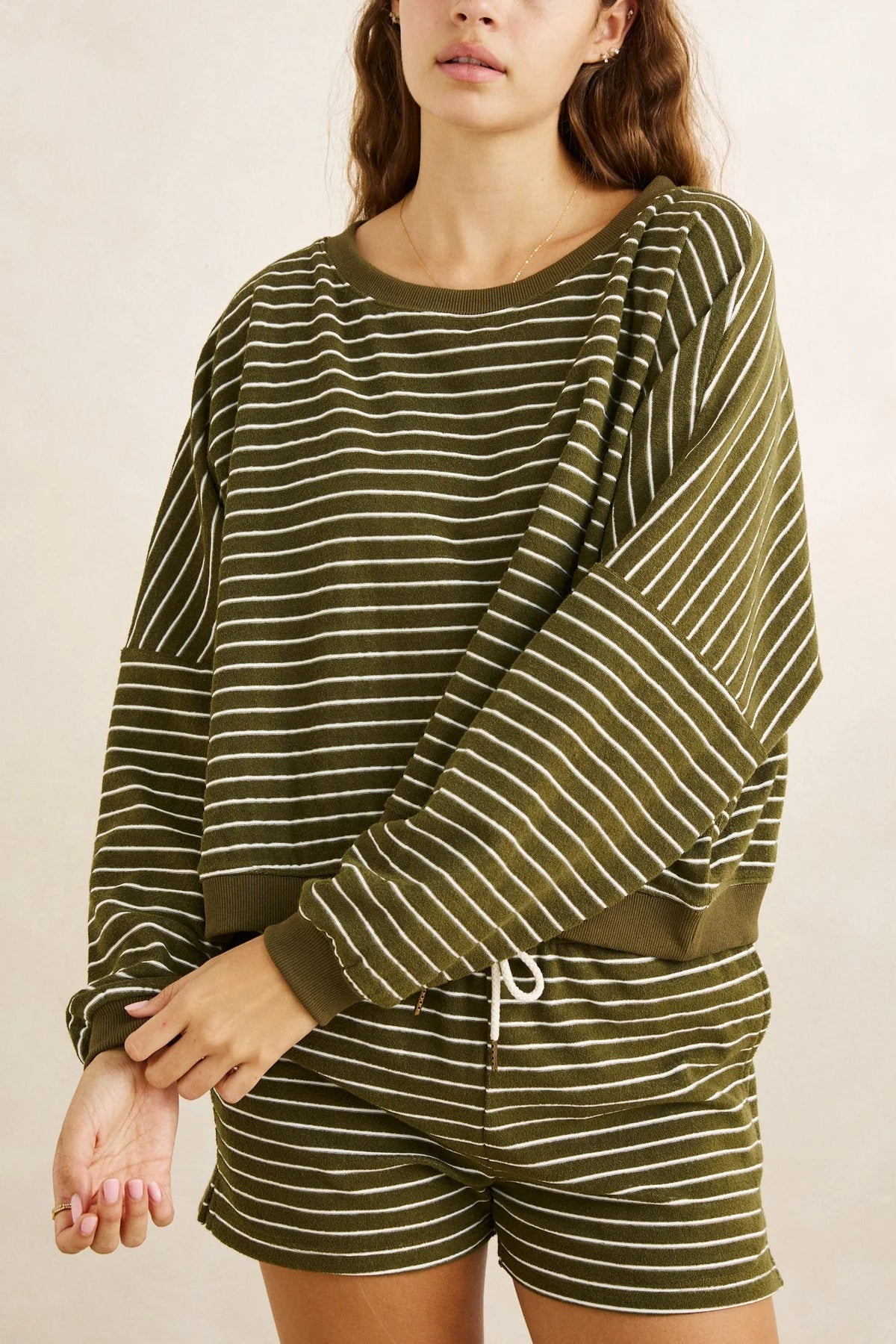 Pull Terry Stripe Vert Olive Rhythm