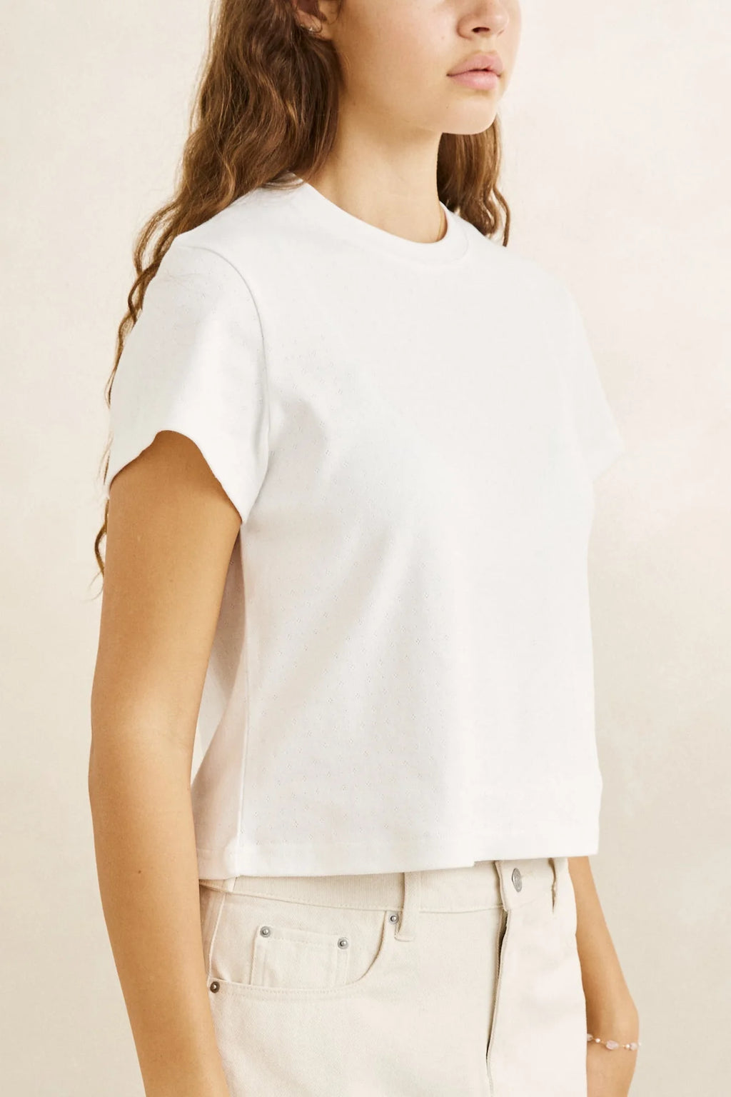White Bennie Pointelle Top Rhythm