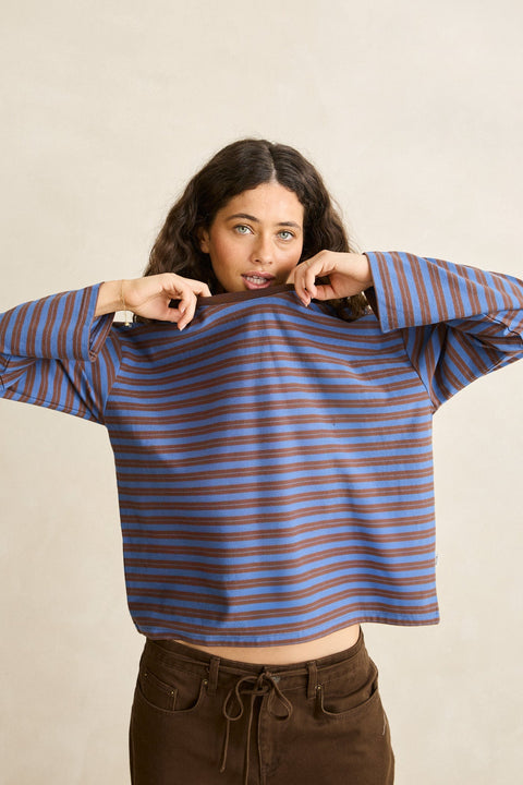 Haut Porto Stripe Brun & Bleu Rhythm