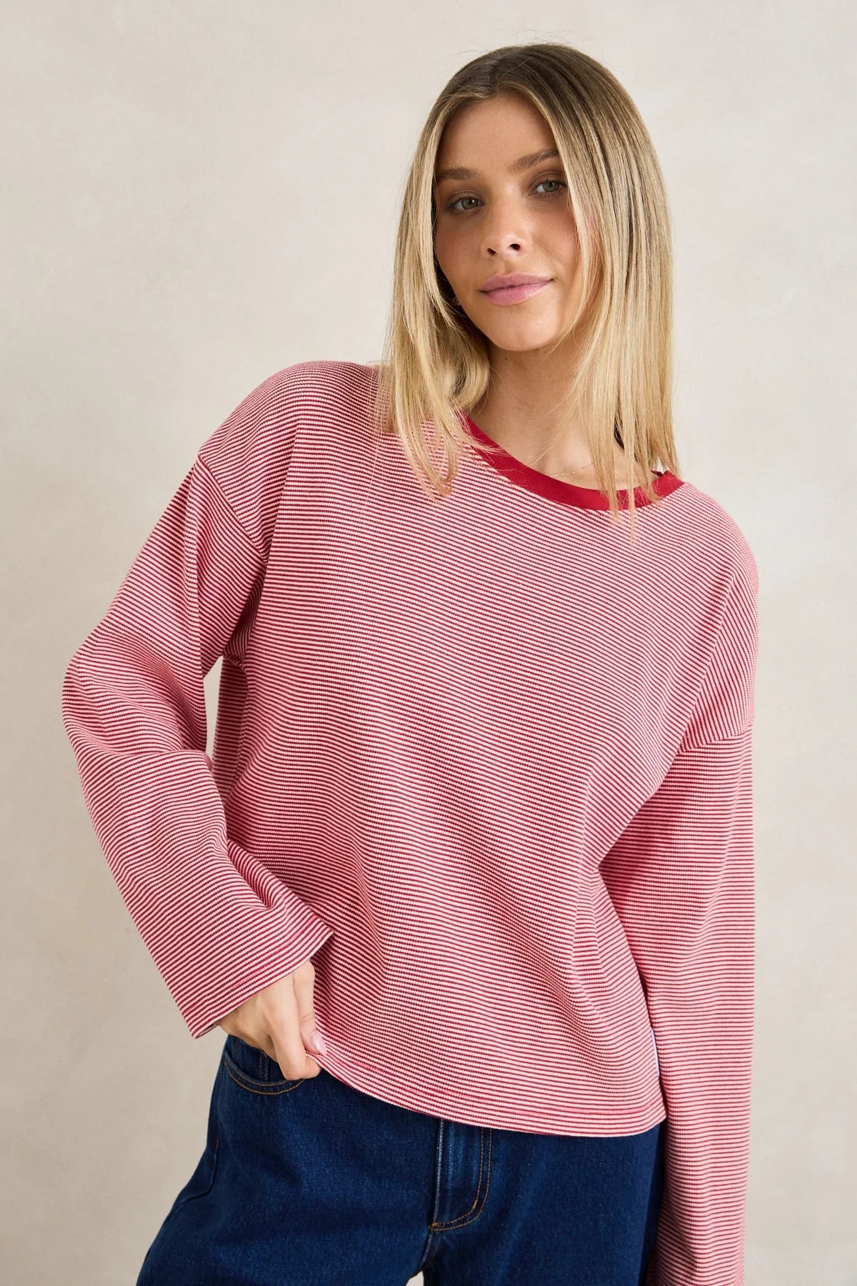 Haut Lexi Stripe Rouge & Blanc Rhythm