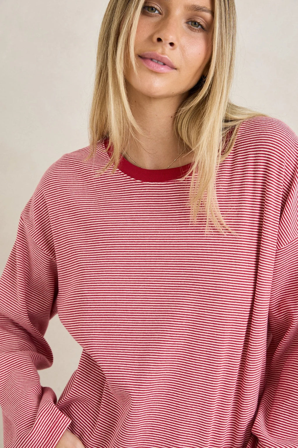 Top Lexi Stripe Red & White Rhythm