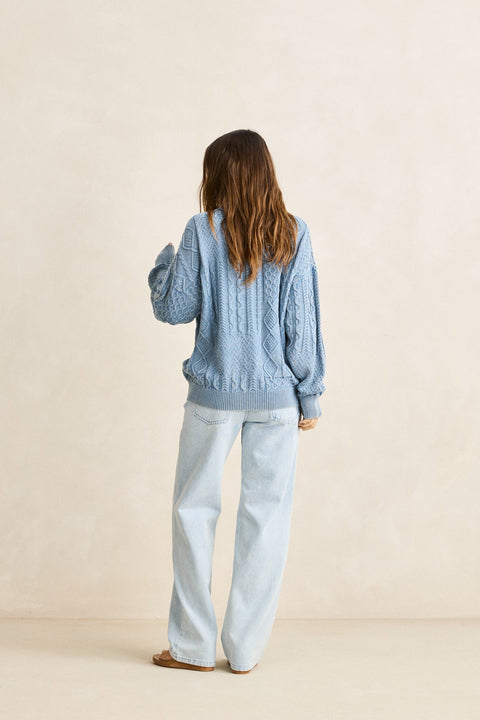 Rhythm Blue Salt Wash Patchwork Jumper
