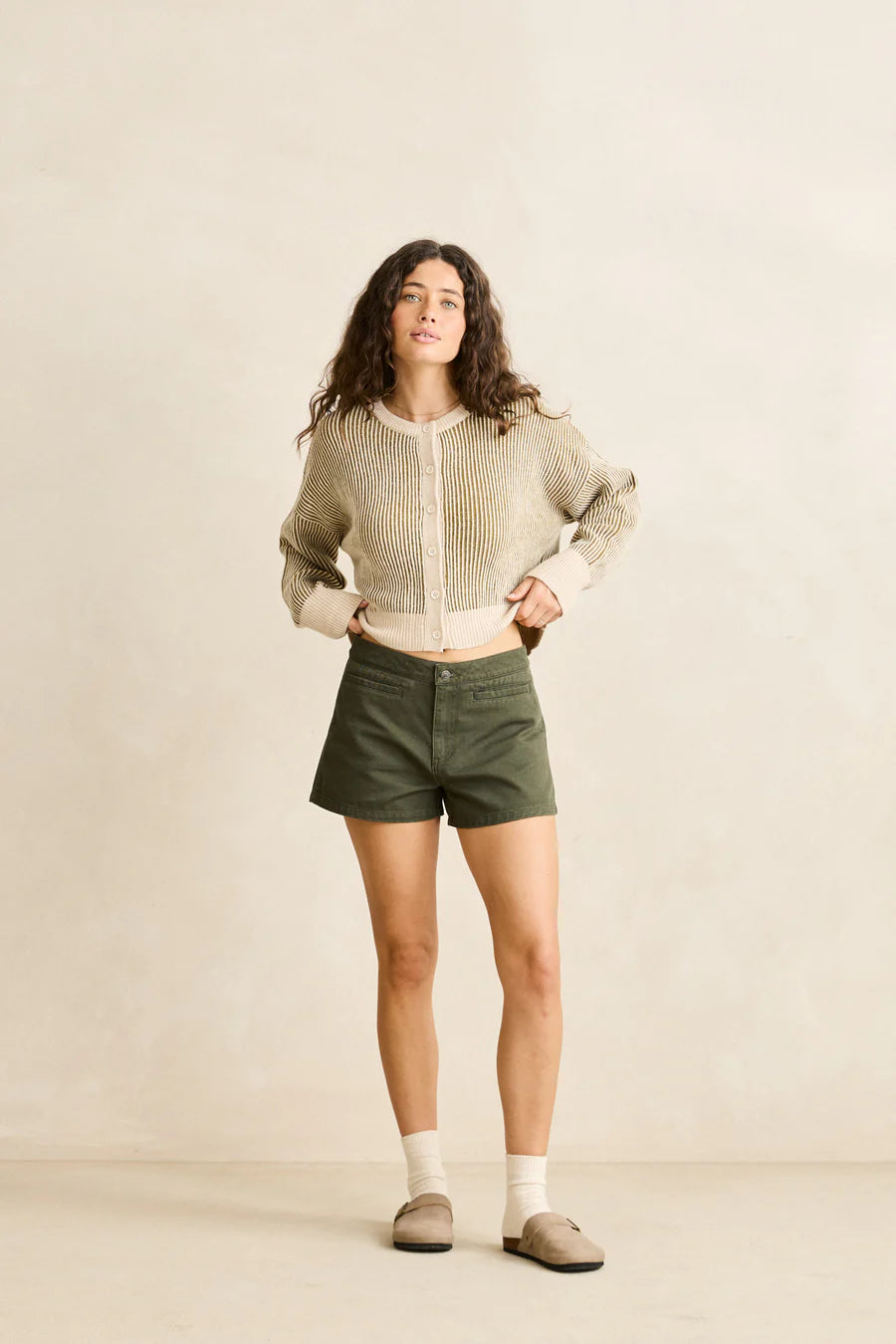 Cardigan High Tide Beige/Vert Rhythm