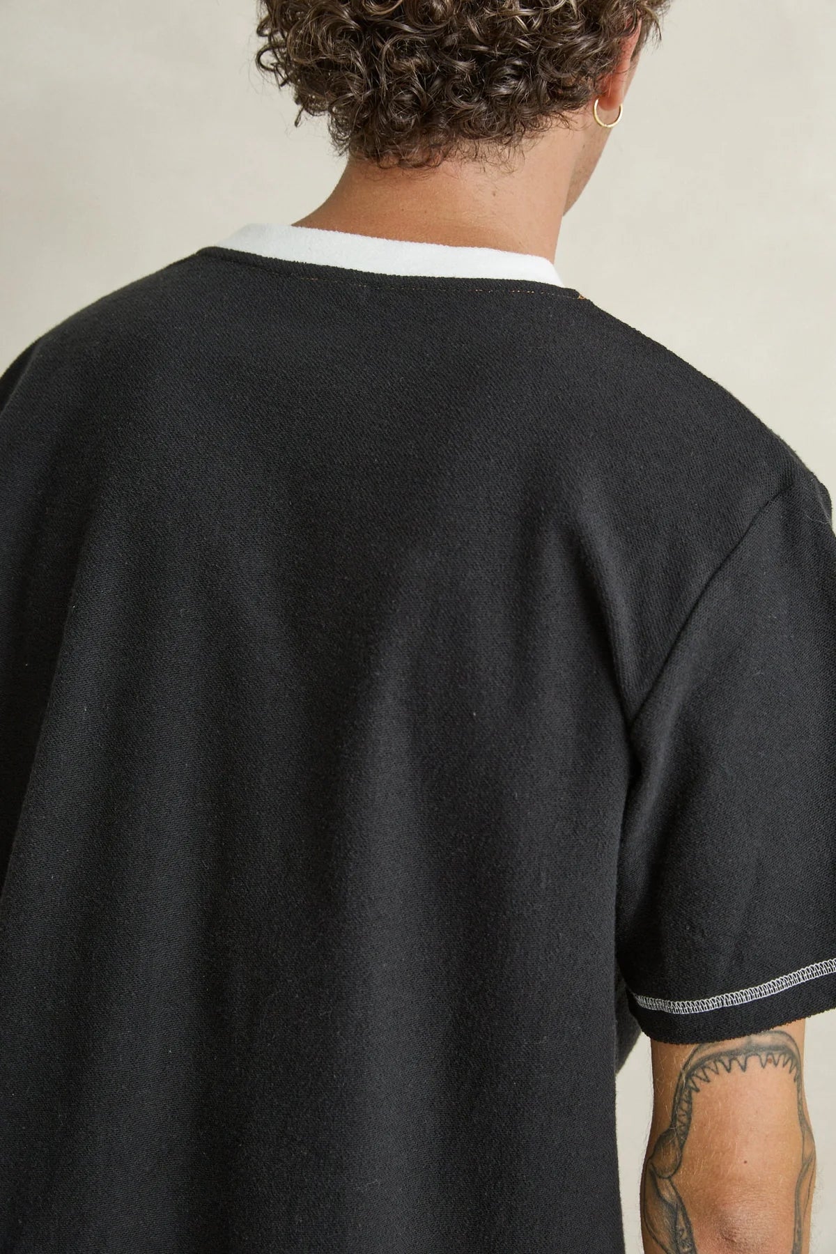 T-Shirt Contrast Vintage Terry Noir Rhythm