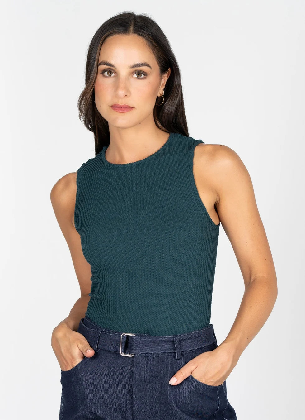 Seamless Textured Crew Neck Tank C'est Moi