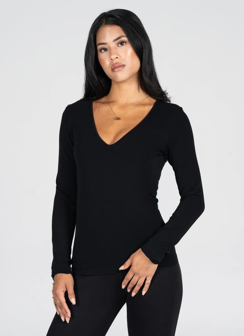 Bamboo L/S V Neck Top C'est Moi