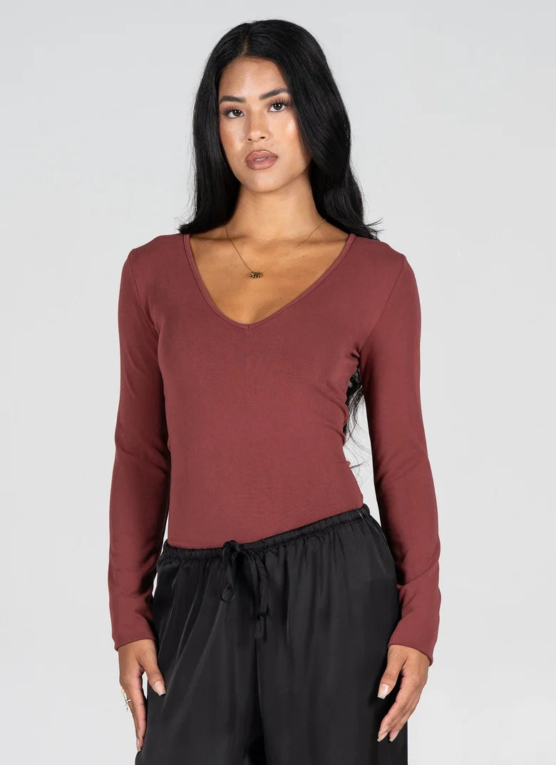 Bamboo L/S V Neck Top C'est Moi