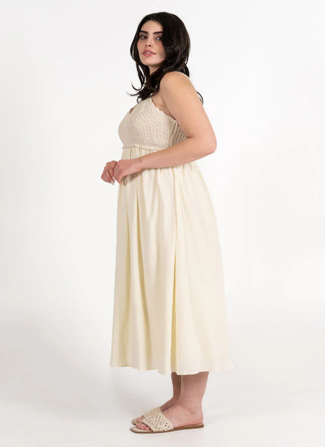 Crème Crochet Front Maxi Dress C'est Moi
