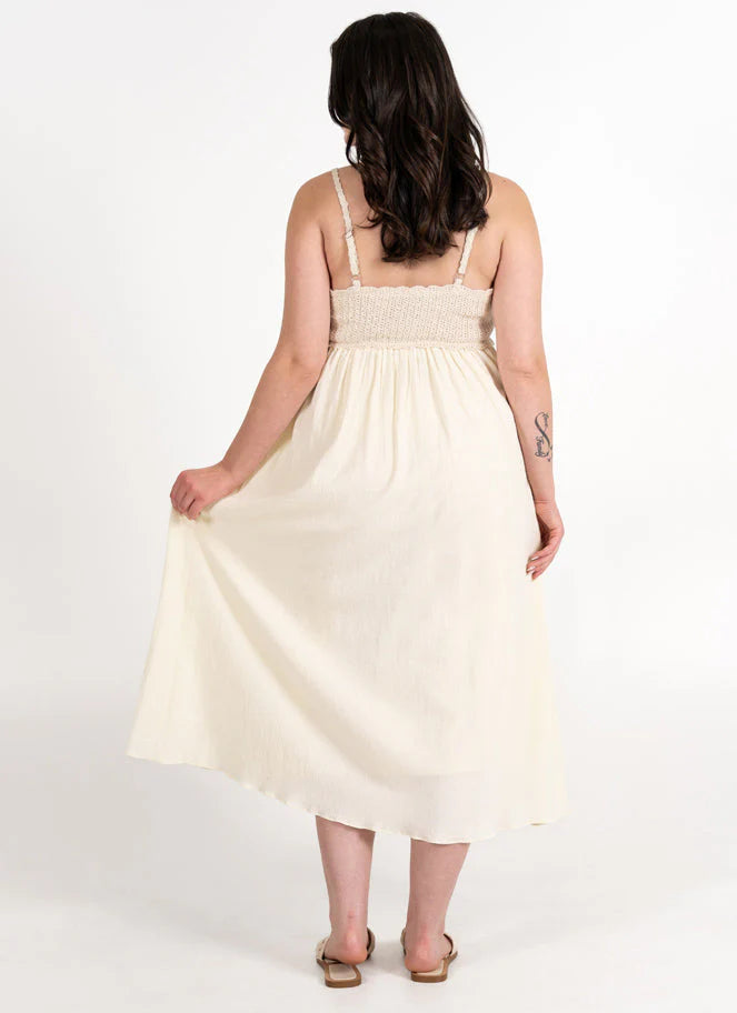 Crème Crochet Front Maxi Dress C'est Moi