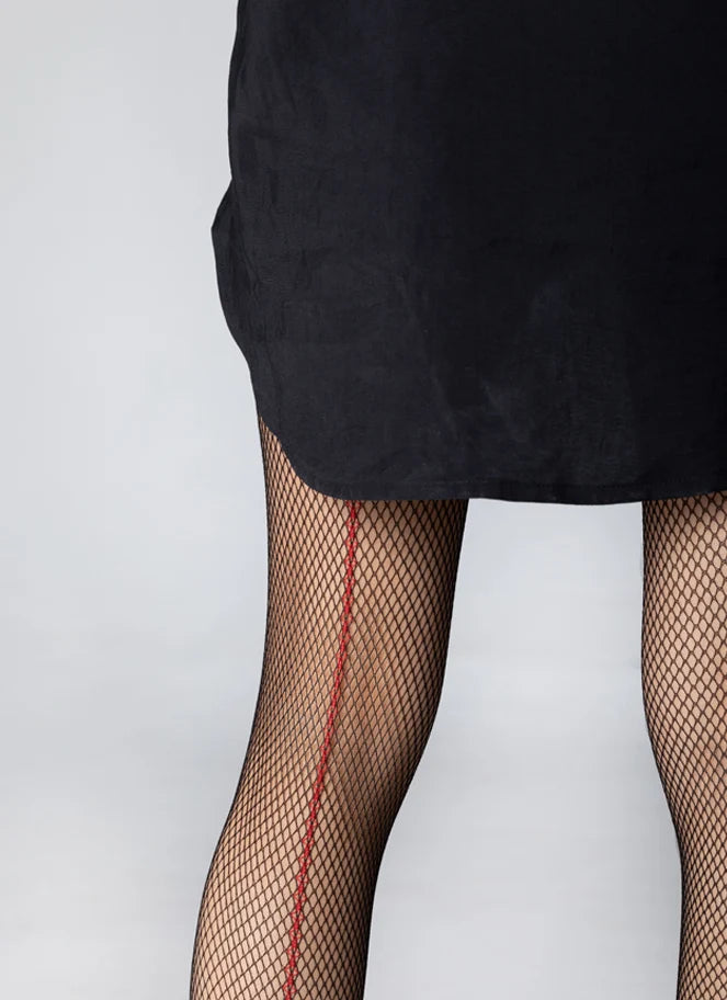 Collant Fishnet Tight Noir/Rouge C'est Moi