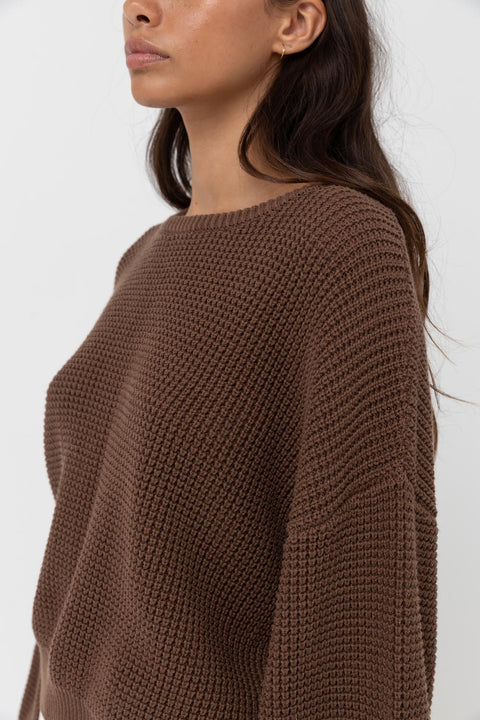 Pull Classic Knit Jumper Brun Chocolat Rhythm