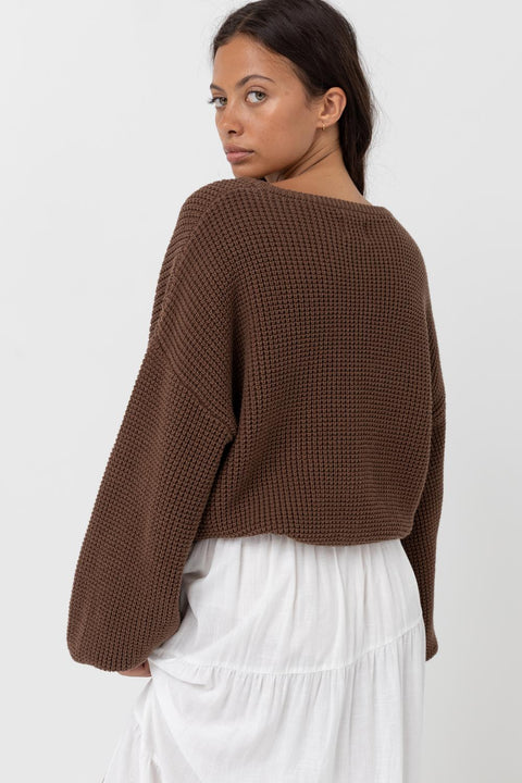 Pull Classic Knit Jumper Brun Chocolat Rhythm