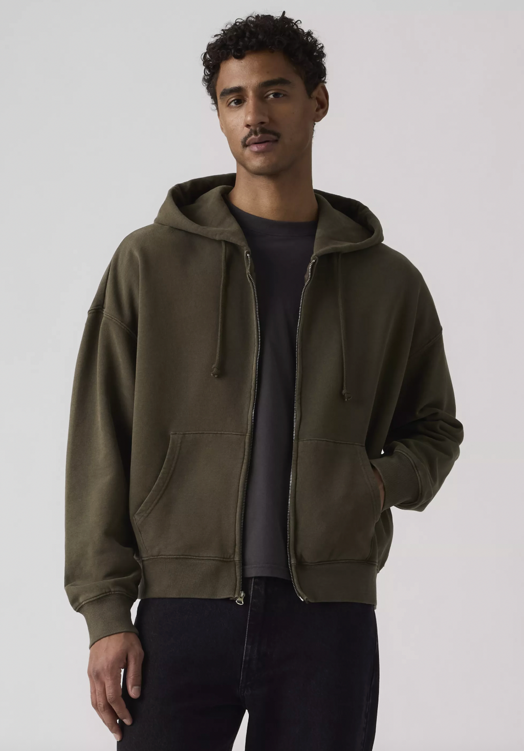 Levi's Hayes Boxy Full Zip Grunge Maitake Brown Sweatshirt