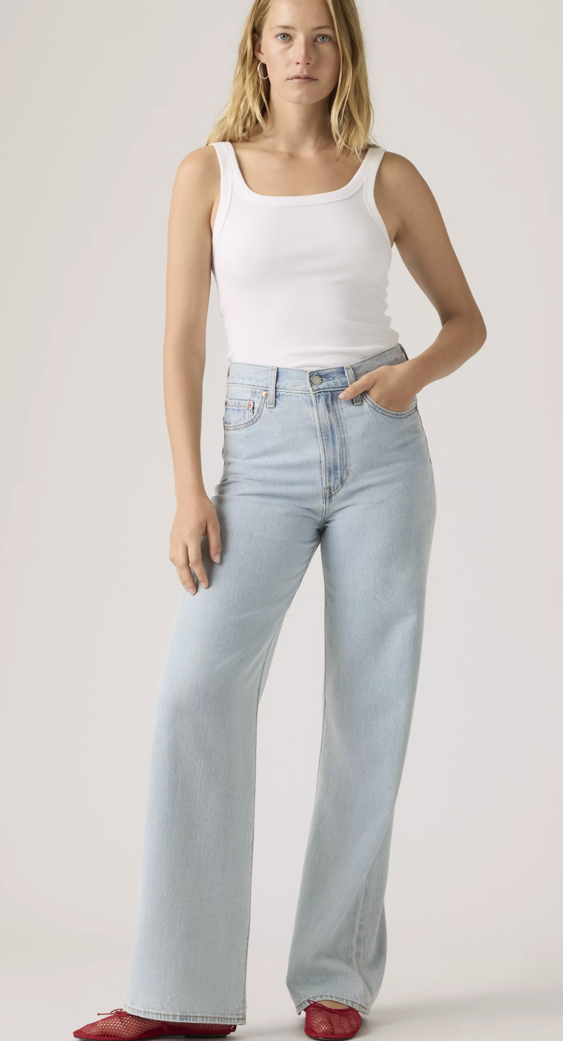 Levi's Of Course Stone Ribcage Wide Leg Jeans