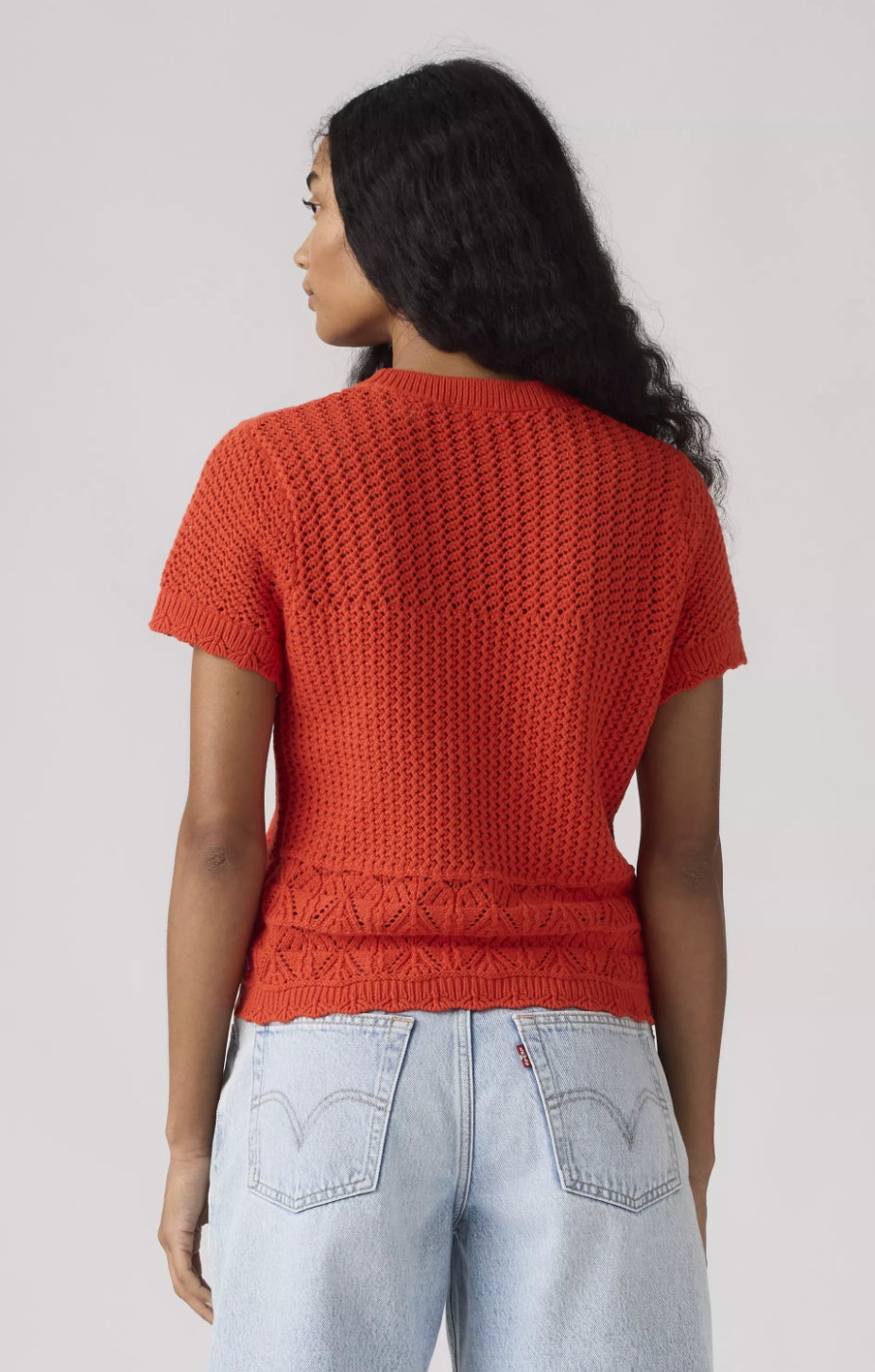 Isabelle Orange Crochet Levi's Top