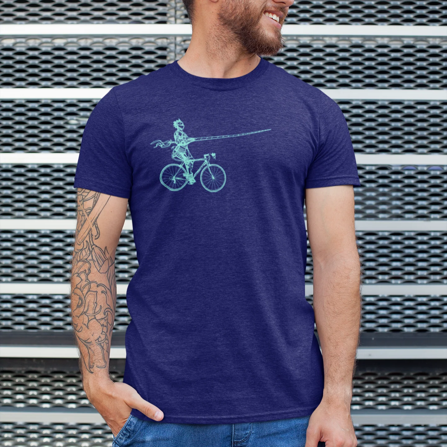 Baltrakon Mottled Blue Cyclist Knight T-Shirt