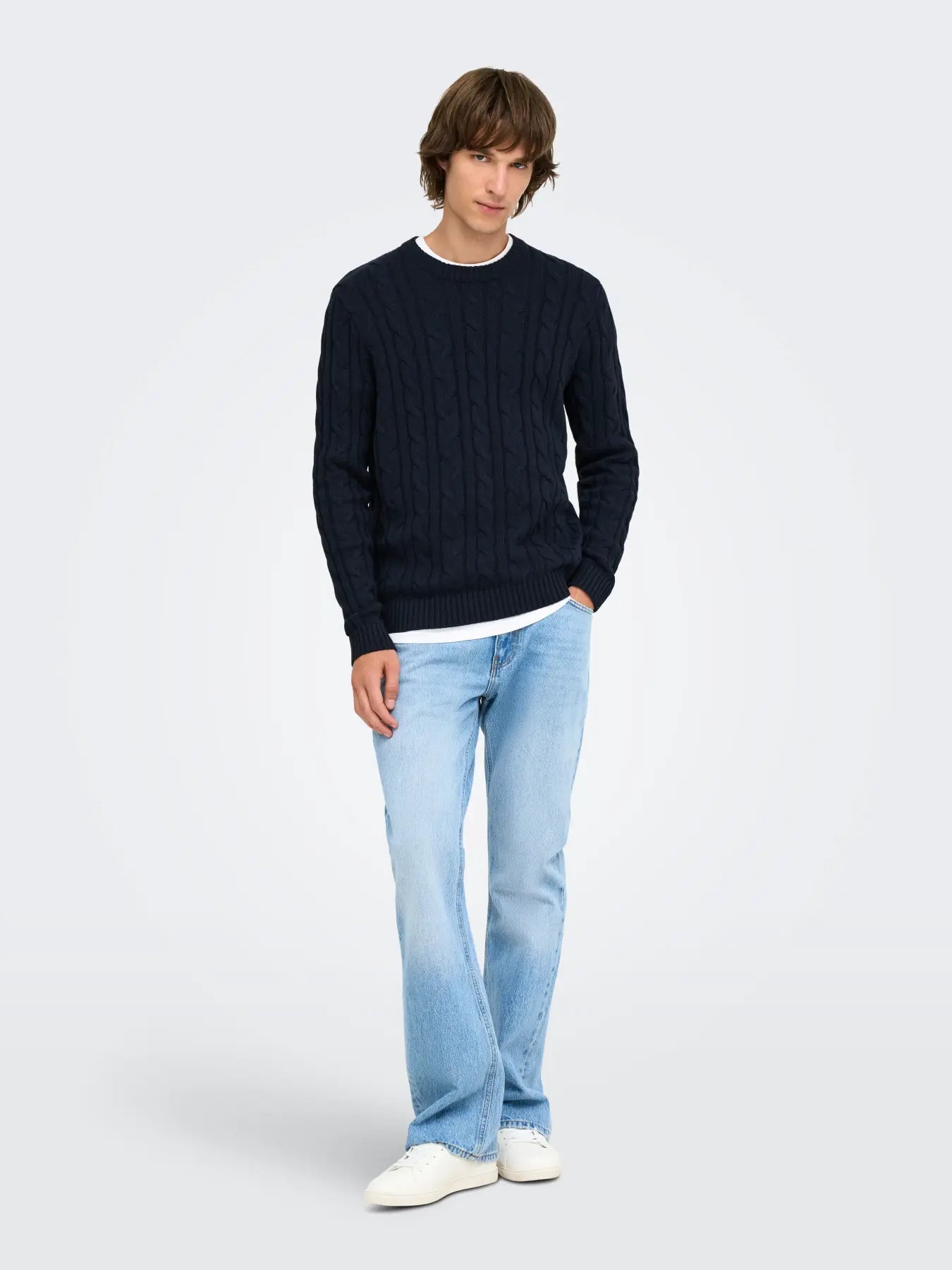 Pull Kim Cable Bleu Marine Only & Sons