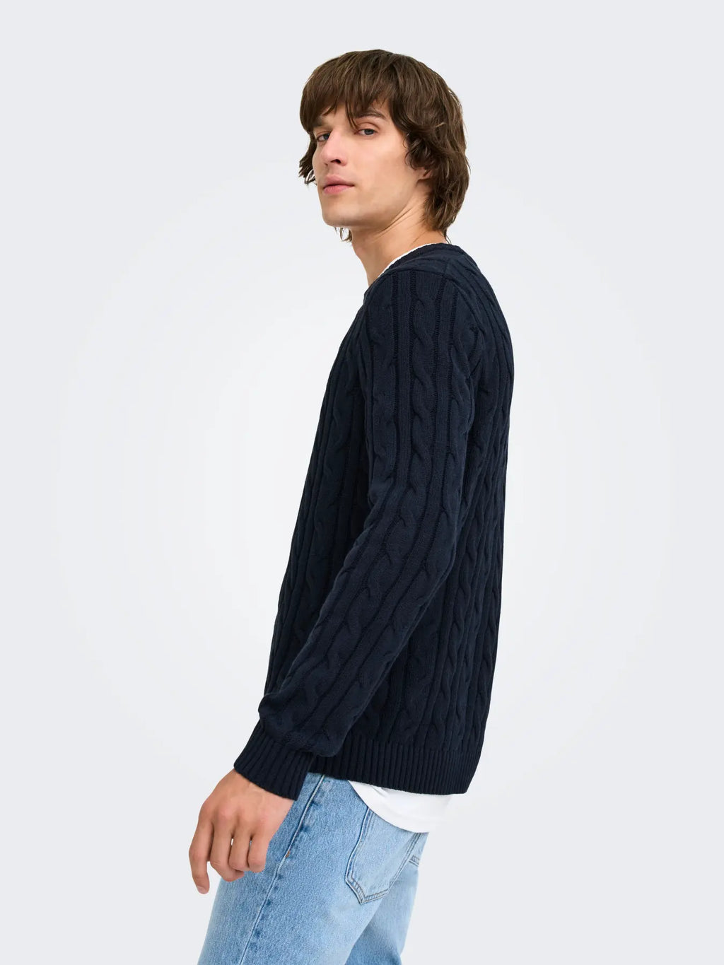 Pull Kim Cable Bleu Marine Only & Sons