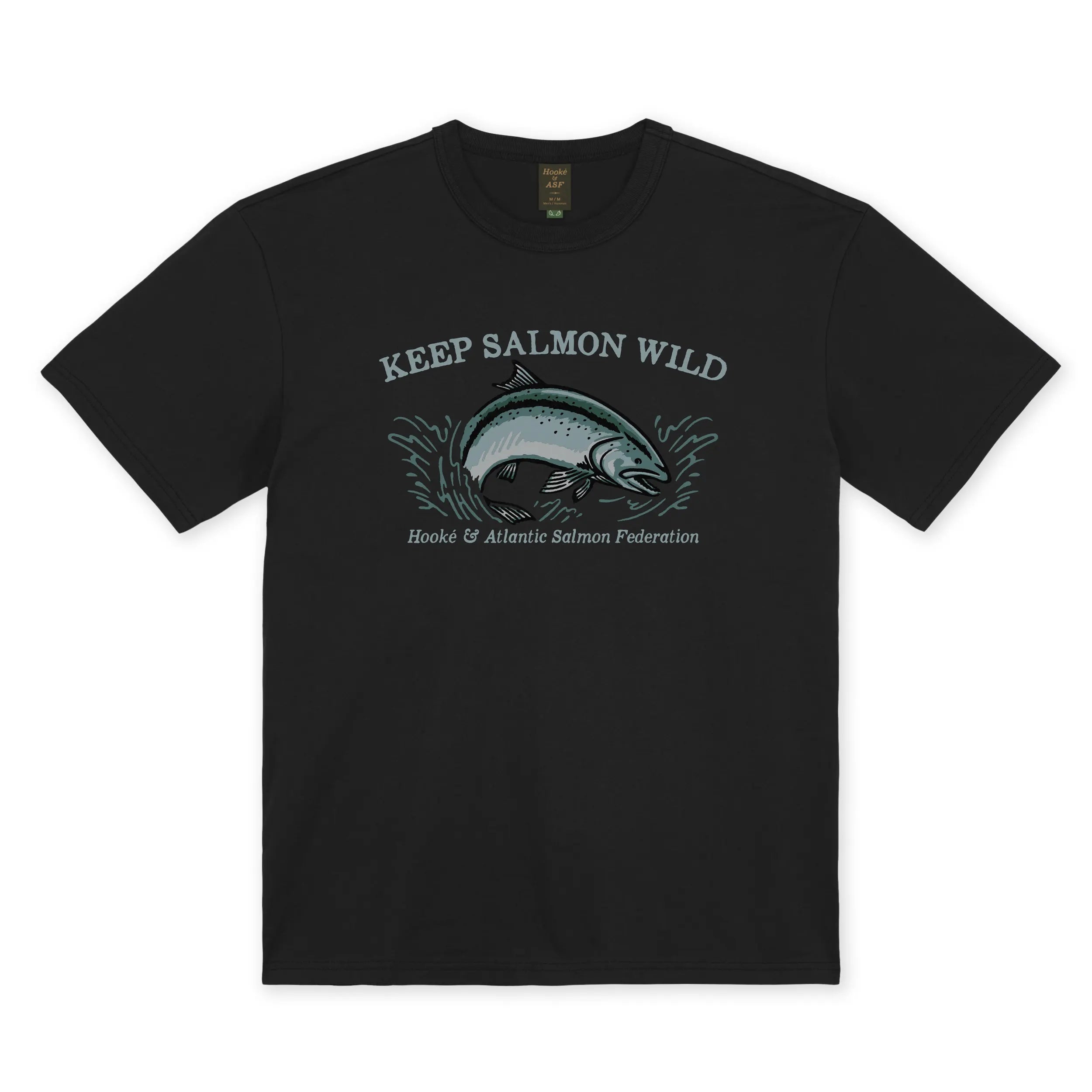 T-Shirt Keep Salmon Wild Black Hooké