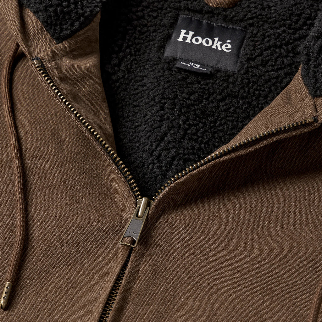 Manteau Hooded Pile Work Brun Hooké