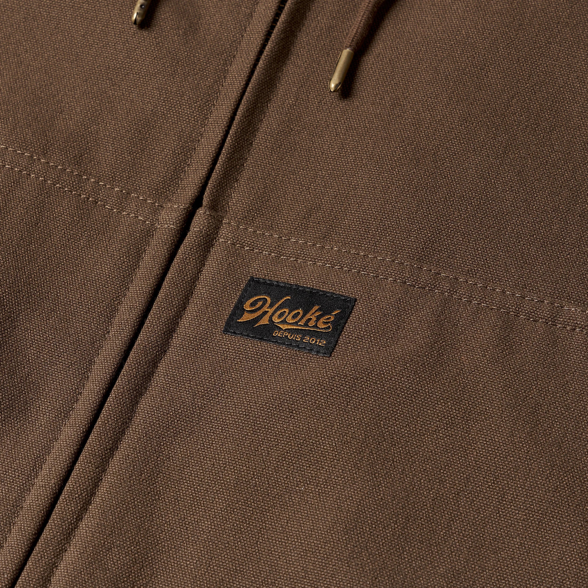 Manteau Hooded Pile Work Brun Hooké
