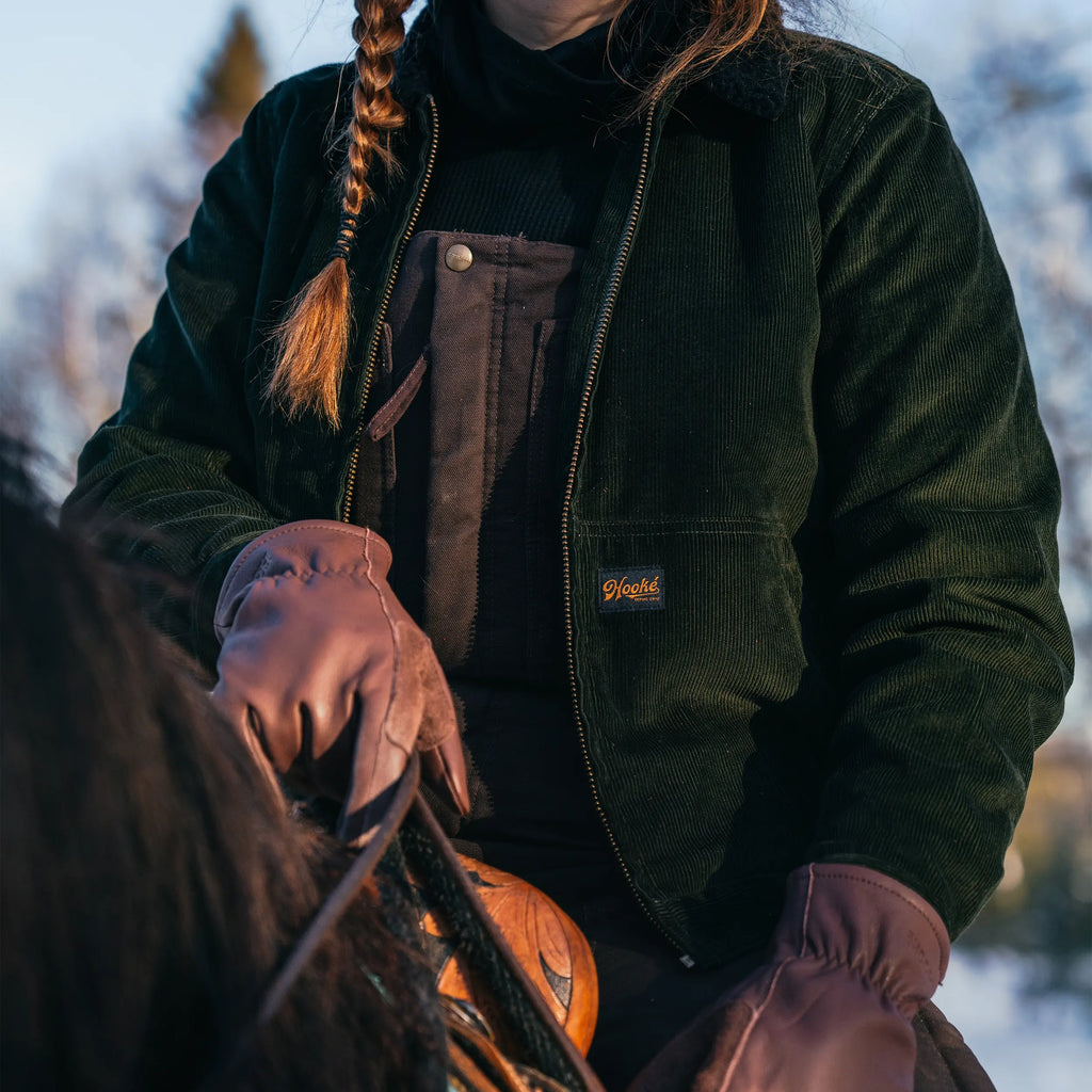 Manteau Corduroy Pile Work Vert Foncé Hooké