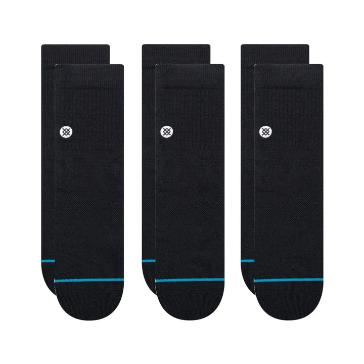 Stance Black Icon Quarter 3 Pack Socks