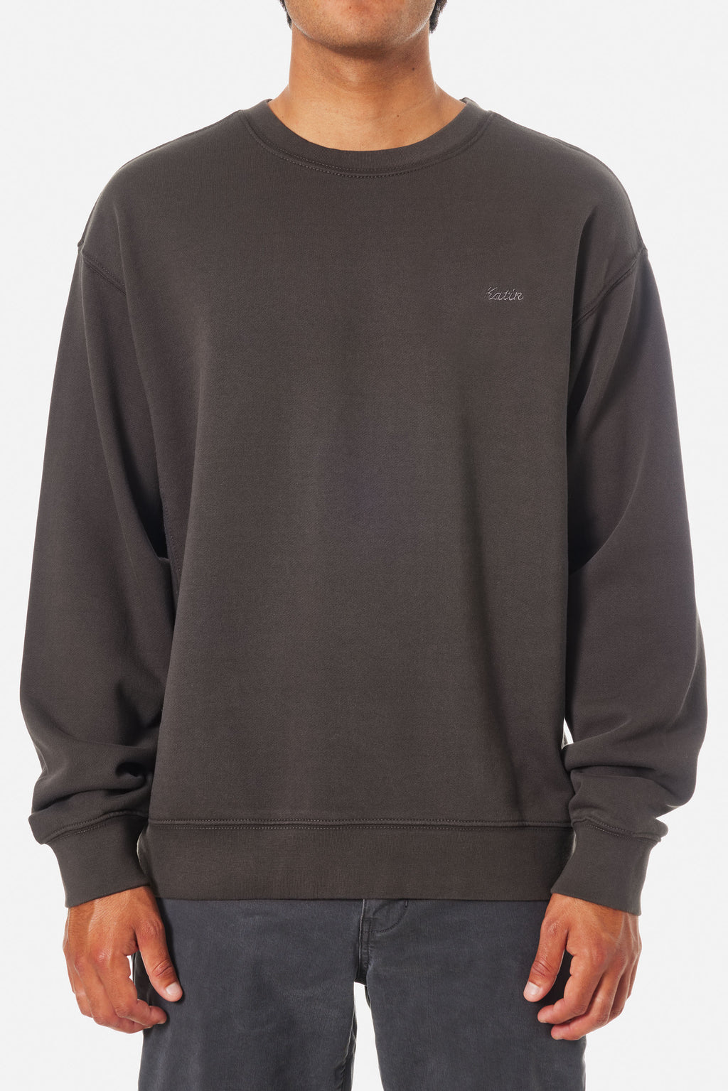 Katin Black Wash Emb Crew Fleece Sweater