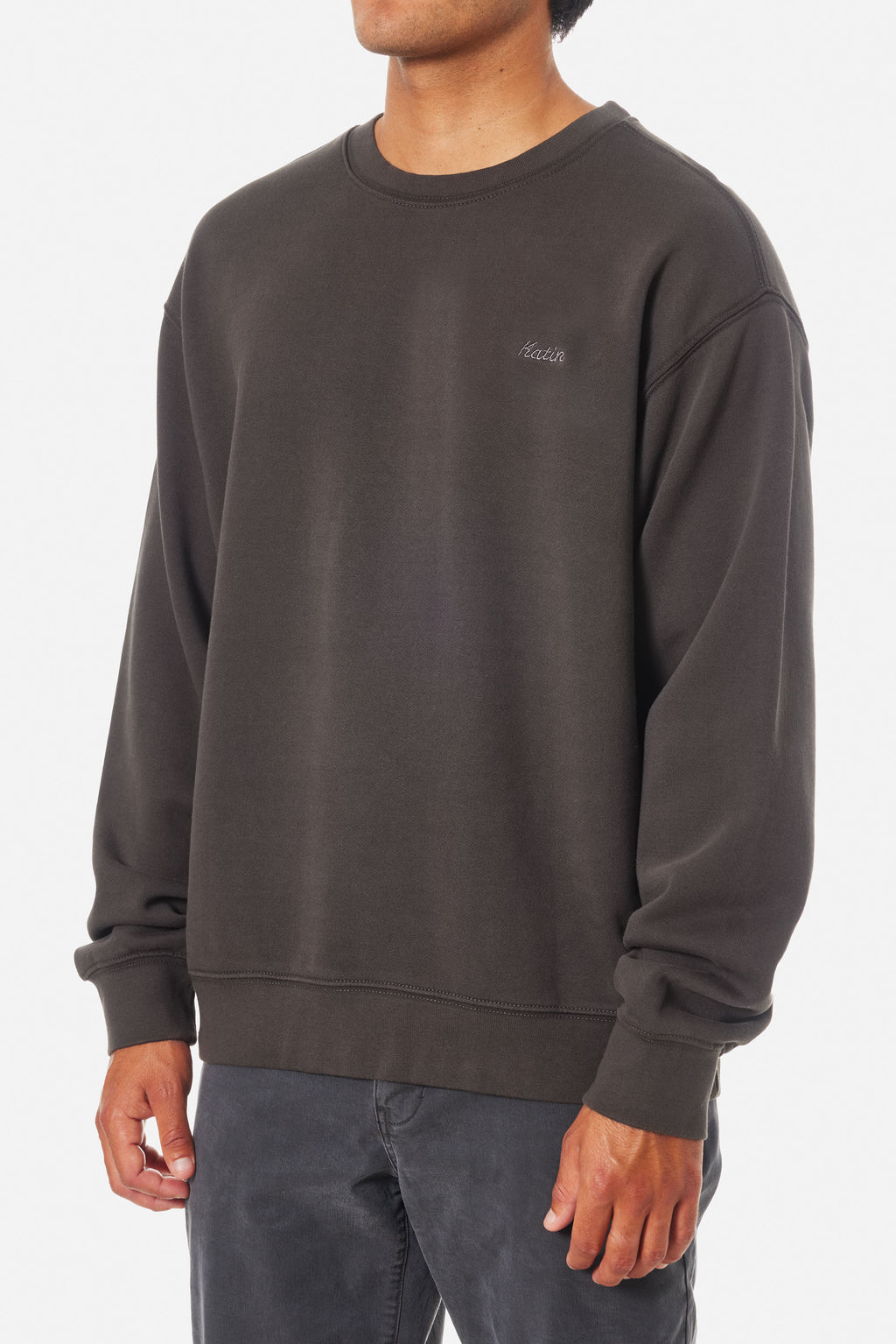 Katin Black Wash Emb Crew Fleece Sweater