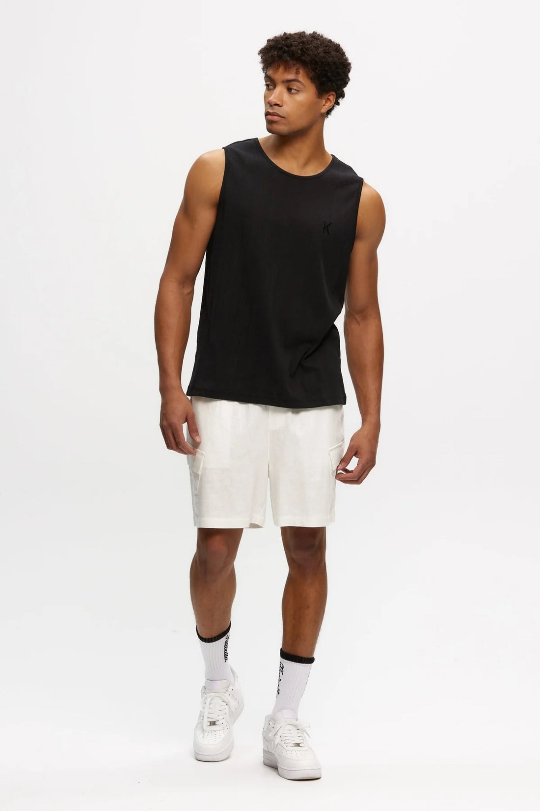 Camisole Perforated Rib Noir Kuwalla Tee