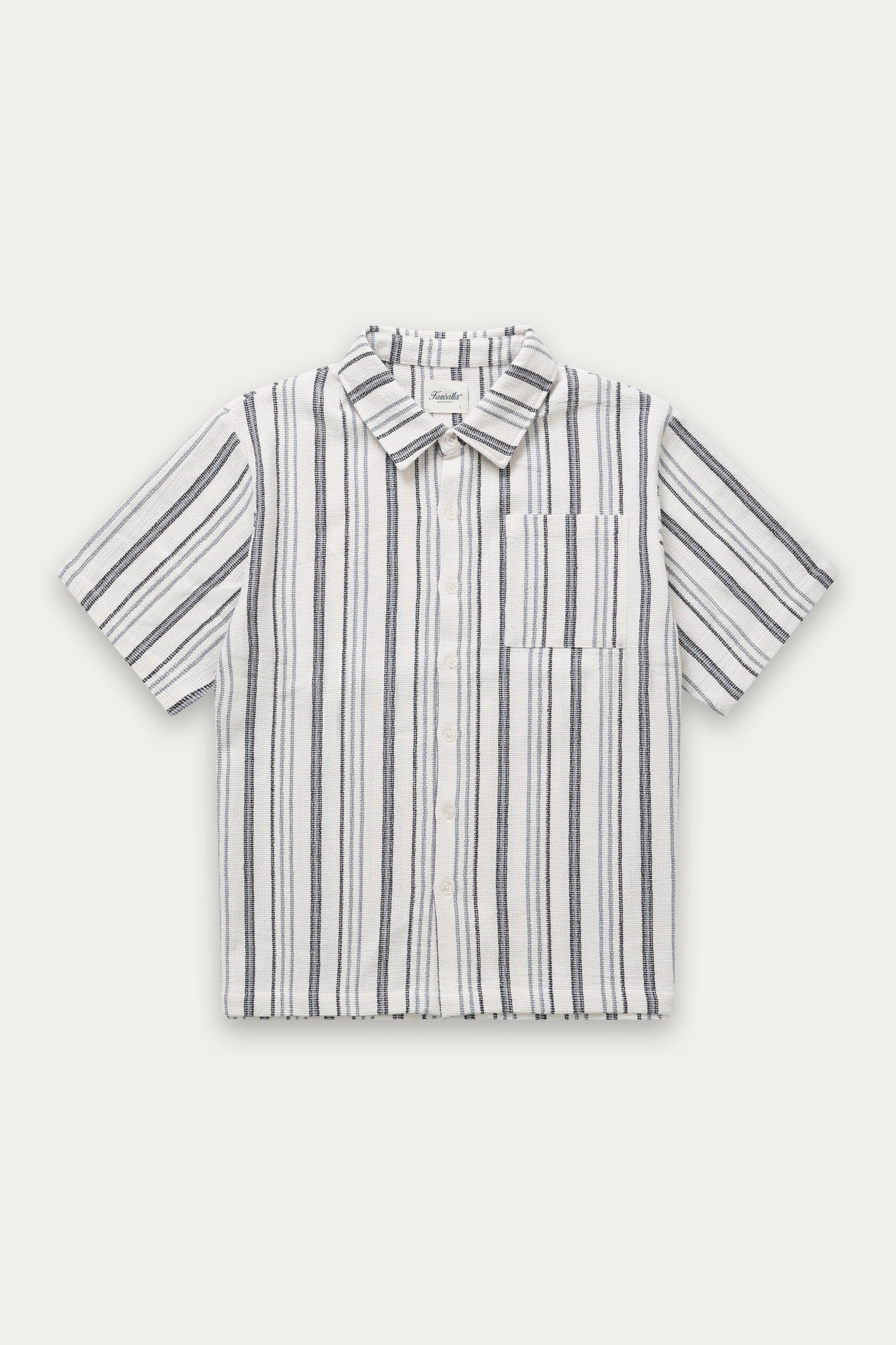 Kuwalla Tee Grey Textured Stripe Shirt