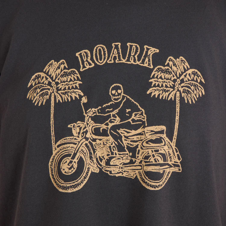Roark Faded Black Skele Boxy Crop Moto T-Shirt