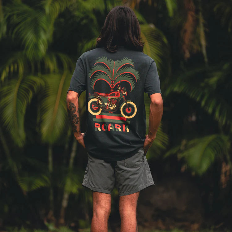 T-Shirt Moto Palm Noir Délavé Roark