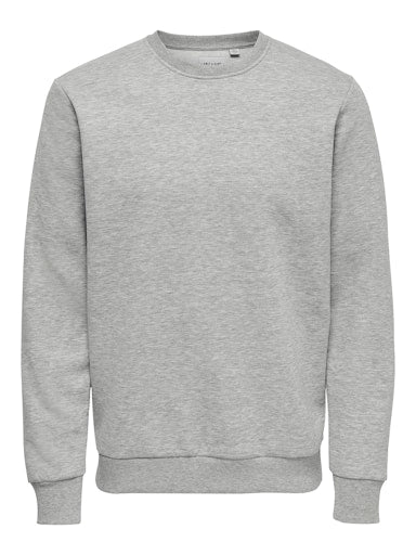 Only & Sons Light Marl Grey Ceres Crew Sweatshirt