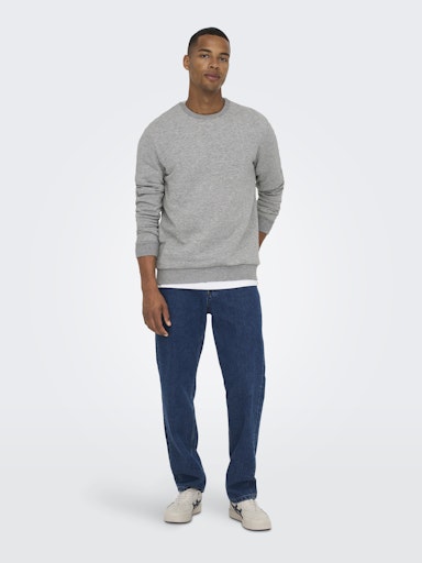 Only & Sons Light Marl Grey Ceres Crew Sweatshirt