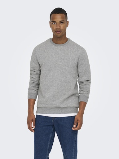 Only & Sons Light Marl Grey Ceres Crew Sweatshirt