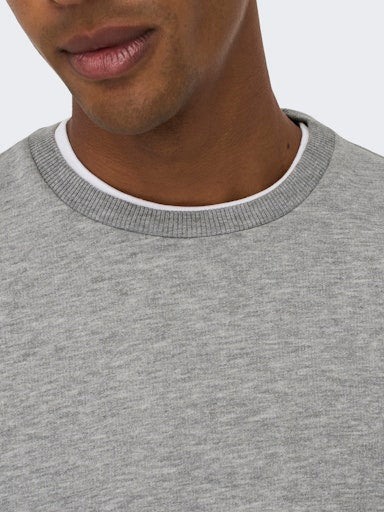 Only & Sons Light Marl Grey Ceres Crew Sweatshirt