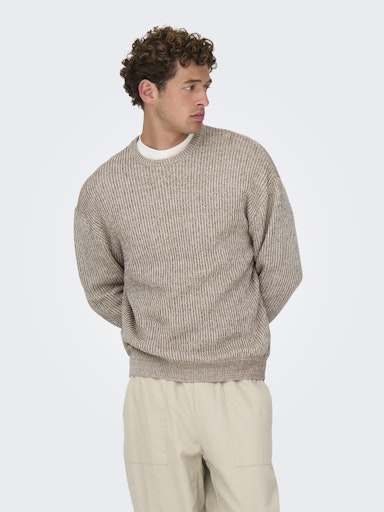 Pull Joe Relax Brun & Beige Only & Sons