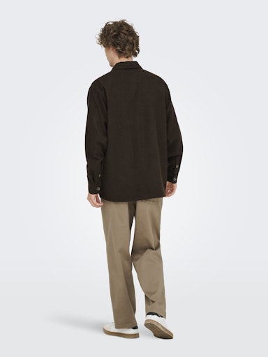 Paul Relaxed Fit Coffee Brown Only & Sons Shirt