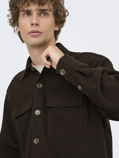 Paul Relaxed Fit Coffee Brown Only & Sons Shirt